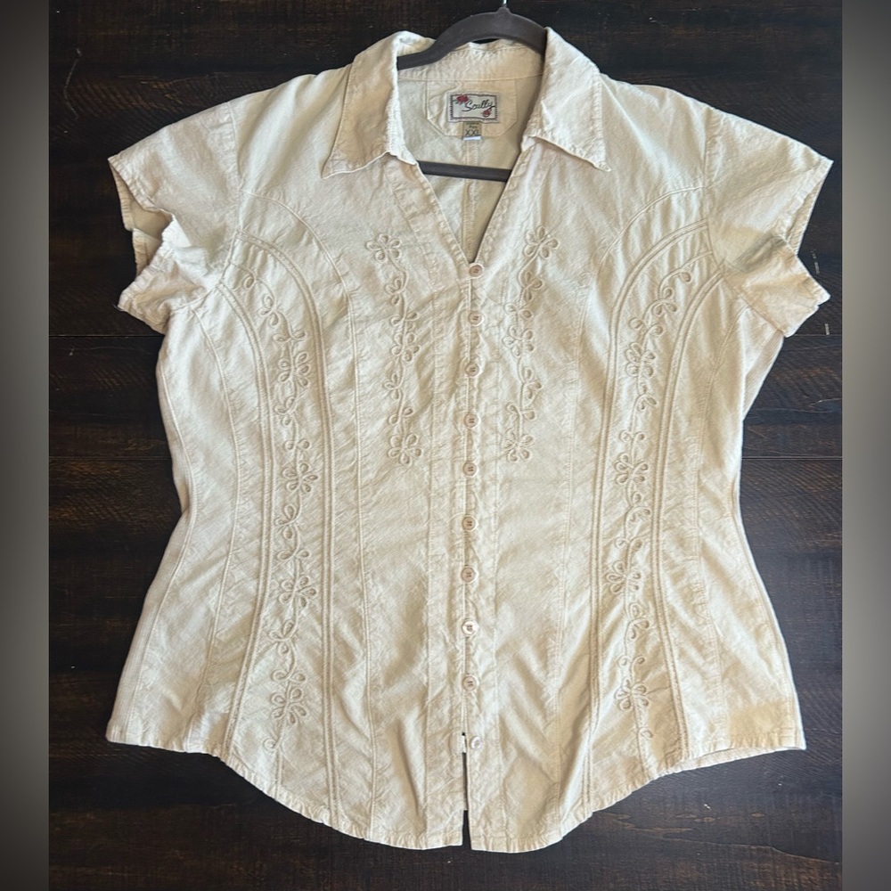 Scully Cream Embroidered Button-Down Shirt